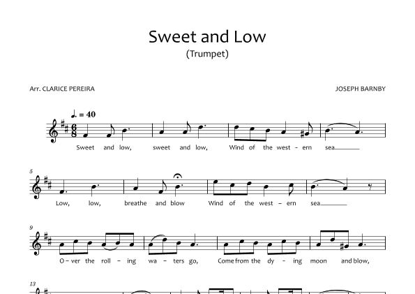 Sweet and Low - TRUMPET (arr. Clarice Pereira)
