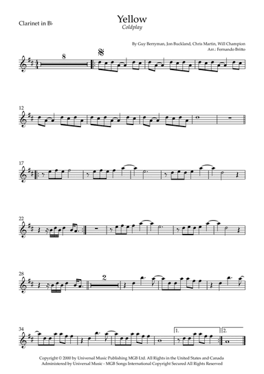 Yellow (arr. Fernando Britto)