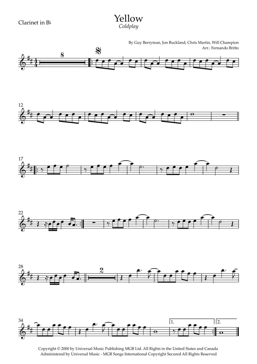 Yellow (arr. Fernando Britto)