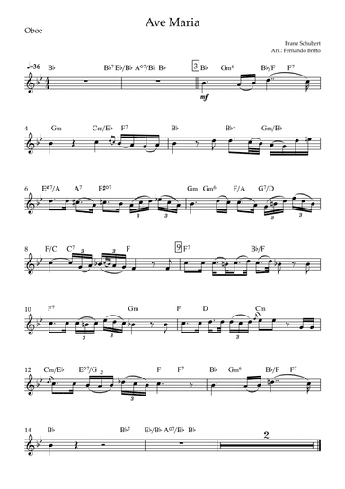 Ave Maria (Franz Schubert) for Oboe Solo with Chords (arr. Fernando Britto)
