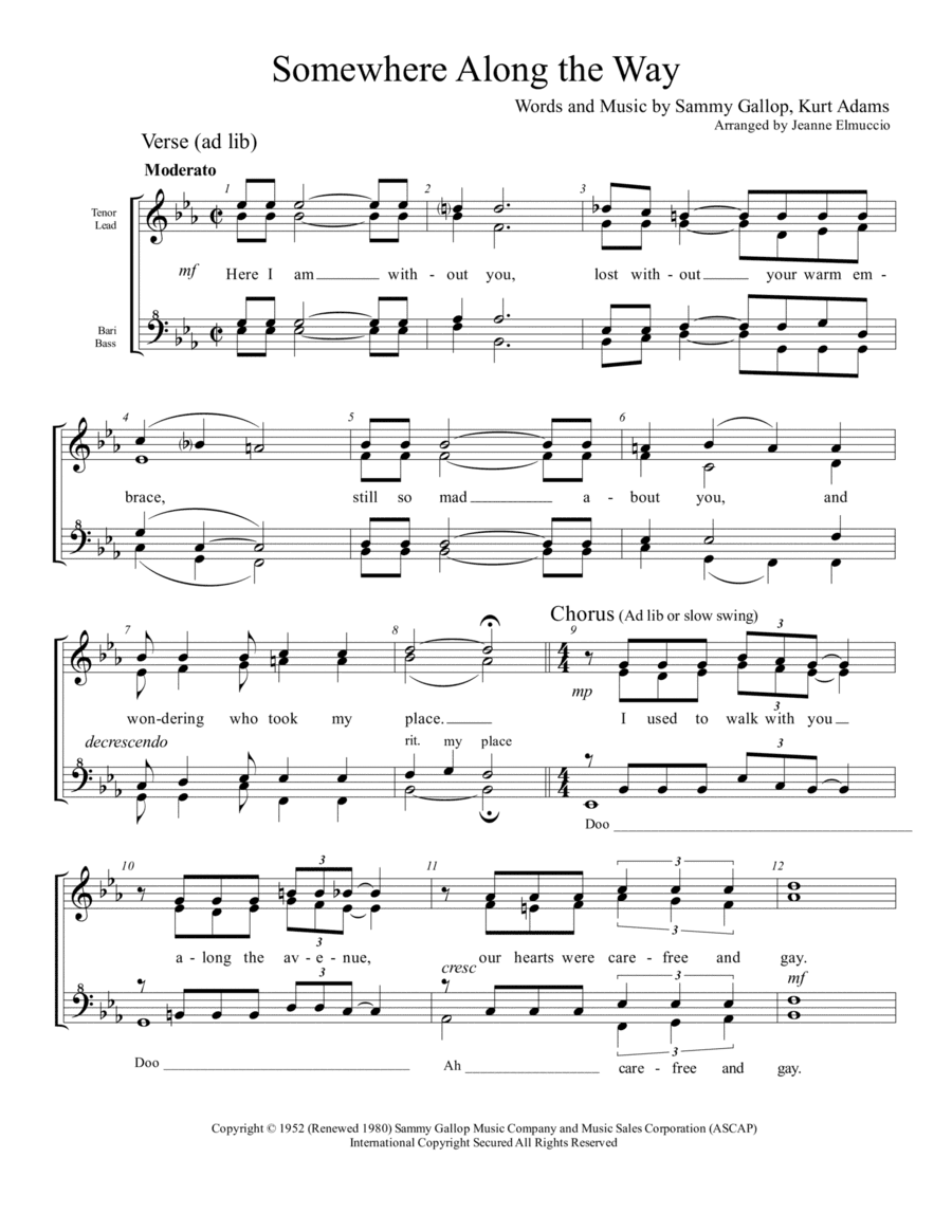 Somewhere Along The Way (arr. Jeanne Elmuccio)
