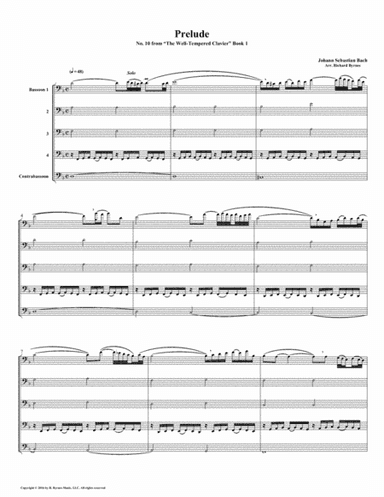Prelude 10 from  Well-Tempered Clavier, Book 1 (Bassoon Quintet) (arr. Richard Byrnes)