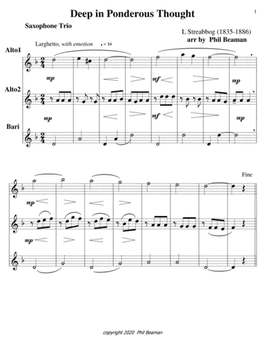 Deep in Ponderous Thought-saxophone trio (arr. Phil Beaman)