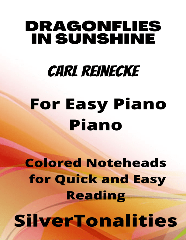 Dragonflies in Sunshine Easy Piano Sheet Music with Colored Notation (arr. SilverTonalities)