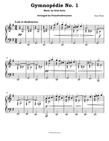 Gymnopédie No. 1 - Satie (Easy Piano) (arr. PianoForEveryone)