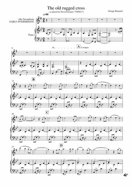 The old rugged cross (piano & alto sax) - EARLY INTERMEDIATE (arr. David Kocijan)