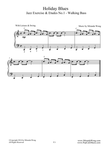 Jazz Exercises & Hanon No.1 - Walking Bass Method for Piano (Easy Swing)