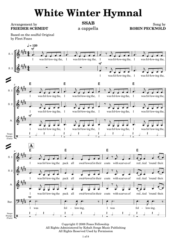 White Winter Hymnal (arr. Frieder Schmidt)