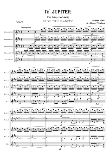 Jupiter from The Planets (arr. Rotem Weinberg)