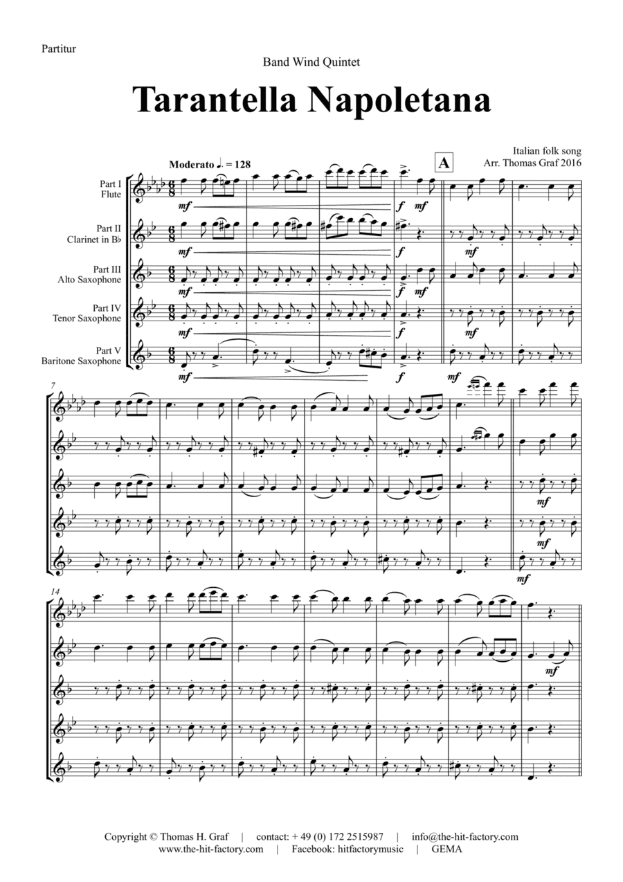 Tarantella Napoletana - Italian Folk Song - Band Wind Quintet (arr. Thomas Graf)