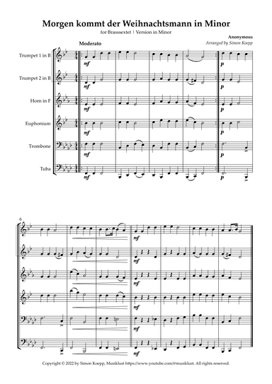 Tomorrow Santa Claus is Coming IN MINOR (Morgen kommt der Weihnachtsmann - German Christmas Song) (arr. Simon Koepp)