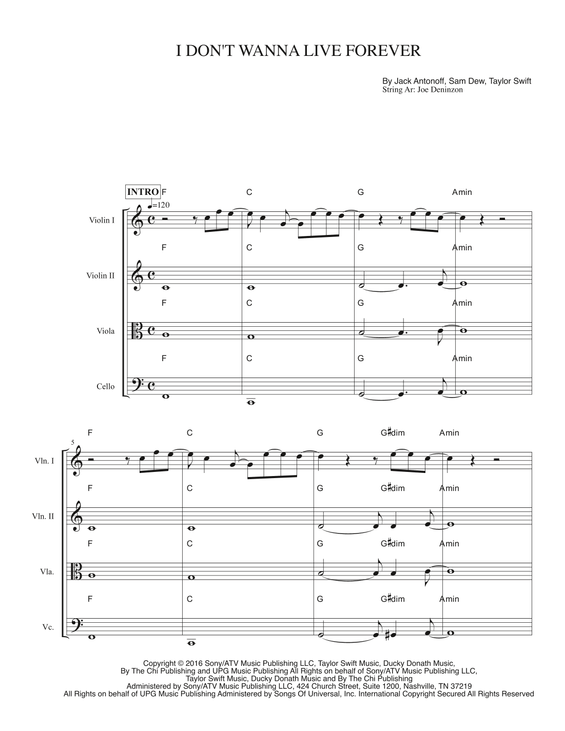 I Don't Wanna Live Forever (fifty Shades Darker) (arr. Joe Deninzon)