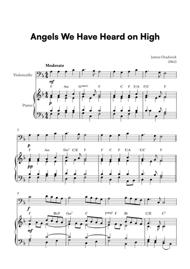 Angels we have heard on high (for Cello and Piano) (arr. Cadenza Editions)