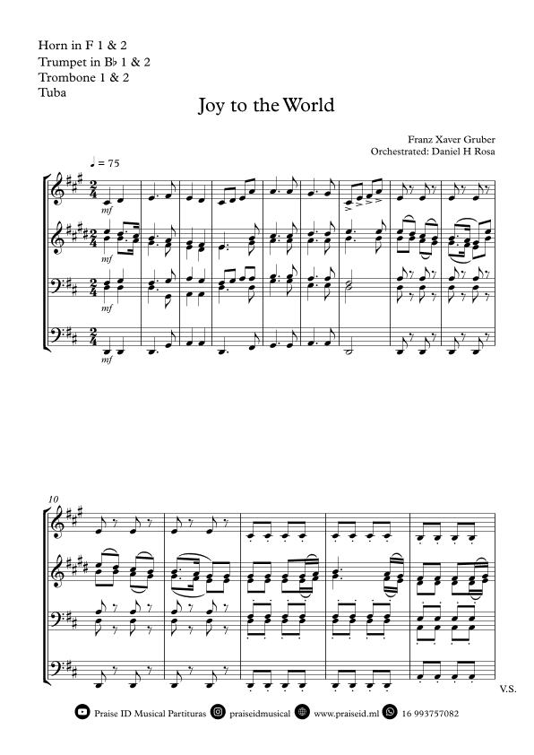Joy to the World - Christrmas Carol - Brass Quintet (arr. Daniel H Rosa)