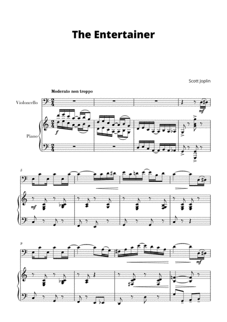 The Entertainer (for Cello and Piano) (arr. Cadenza Editions)
