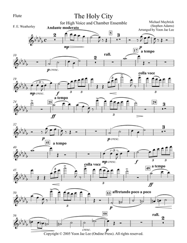 The Holy City for High Voice and Chamber Ensemble in D Flat Major - Set of Parts (arr. Yoon Jae Lee)