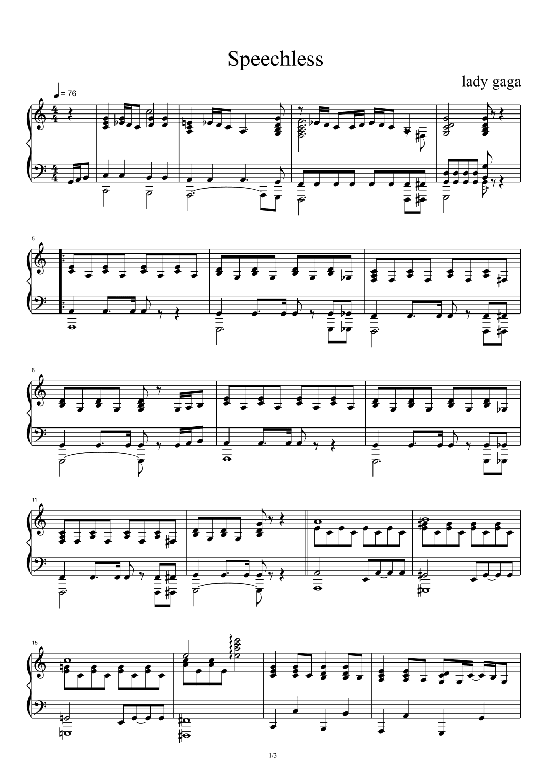 Speechless (arr. Lady Gaga)