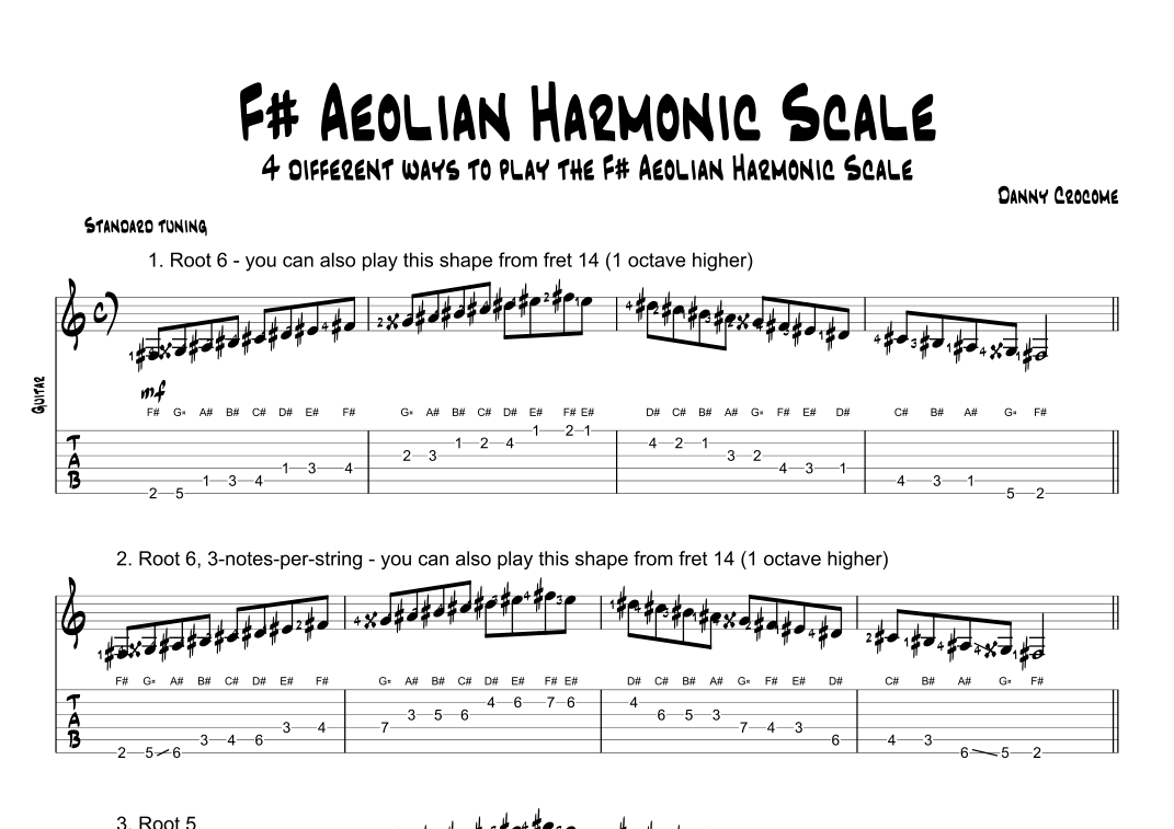 F# Aeolian Harmonic Scale (4 Ways to Play)
