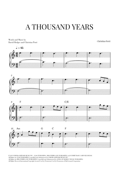 A Thousand Years (arr. Cadenza Editions)