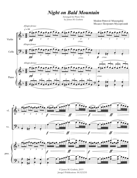 Mussorgsky: Night on Bald Mountain for Piano Trio (arr. James M. Guthrie)