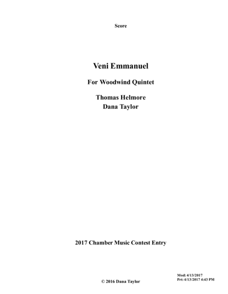 Come Hear the Bells - Veni Emmanuel (arr. Dana Taylor)