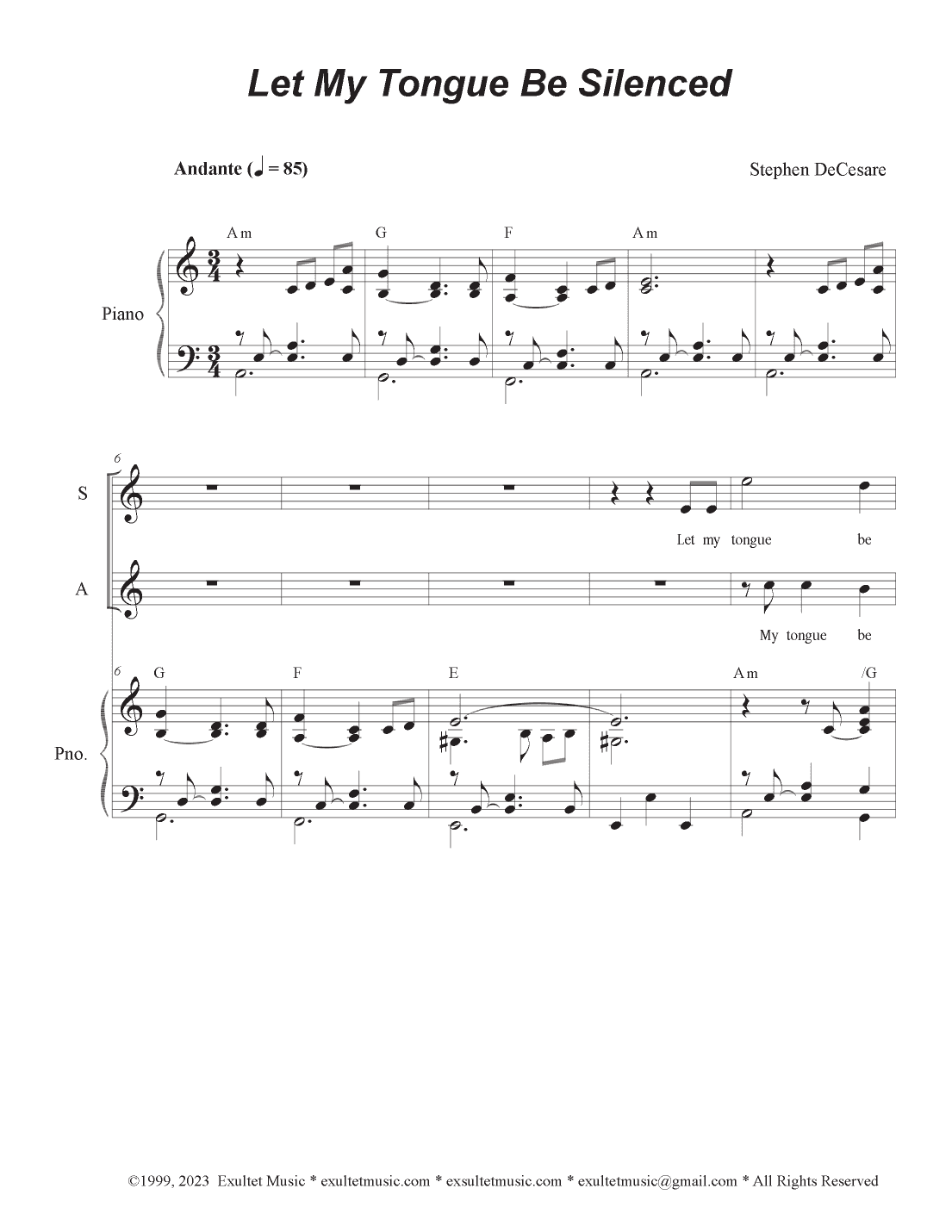 Let My Tongue Be Silenced (Vocal Quartet - (SATB)