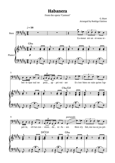 Habanera (for bass - G# minor/ Ab major) (arr. Rodrigo Faleiros)