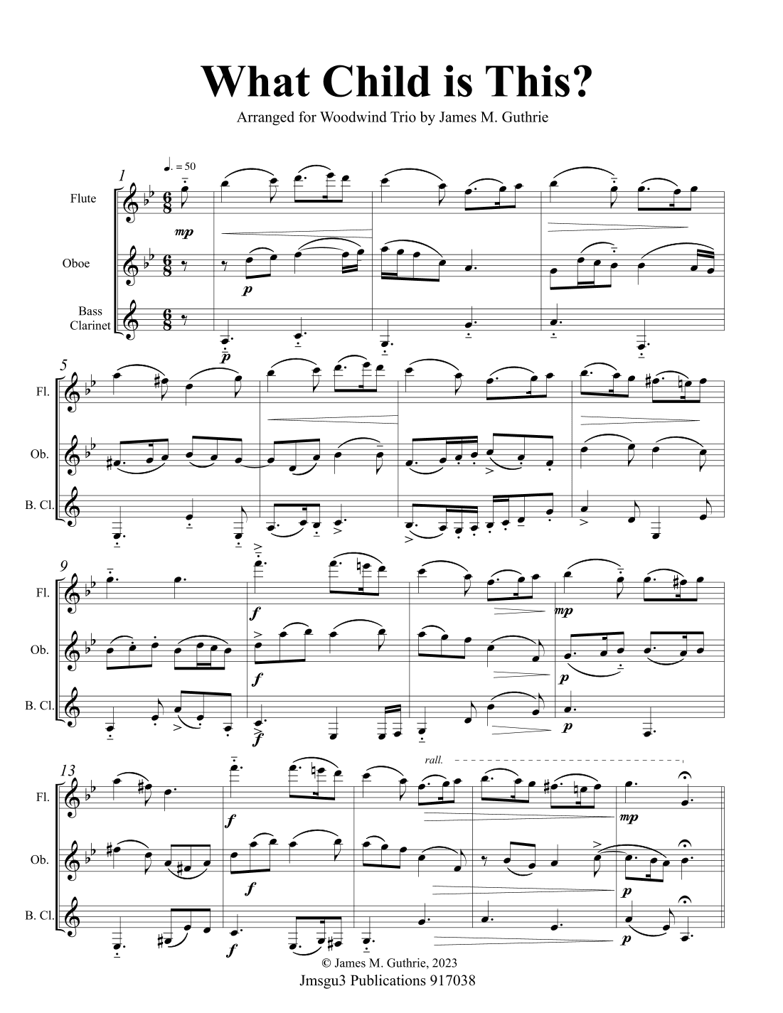 What Child is This? for Woodwind Trio (arr. James M. Guthrie)