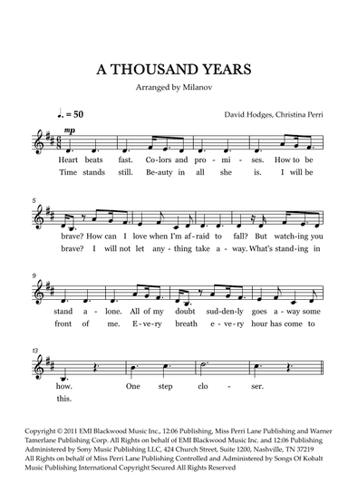 A Thousand Years (arr. Milanov)