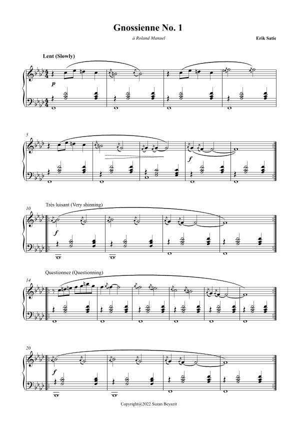 Gnossienne No.1 (arr. Suzan Beyazit)