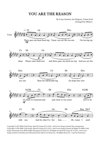 You Are The Reason (arr. Milanov)