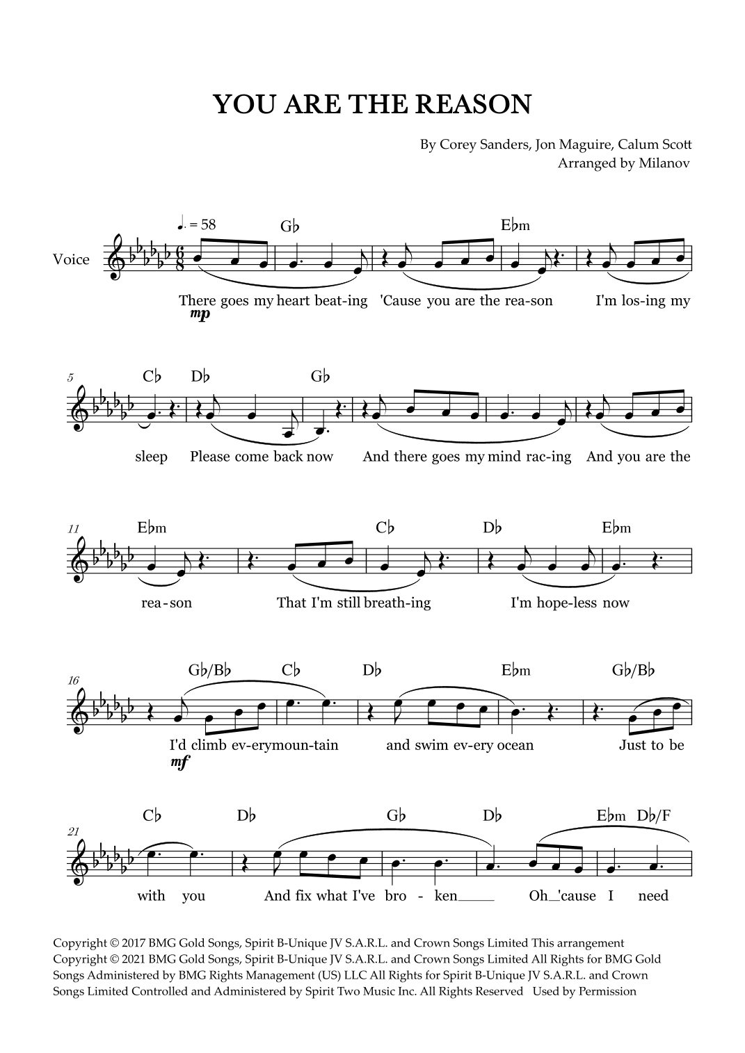 You Are The Reason (arr. Milanov)
