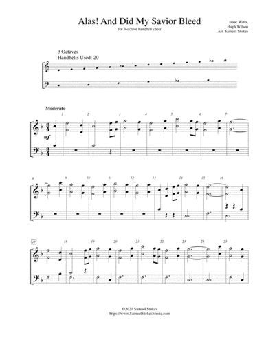 Alas! And Did My Savior Bleed (Hugh Wilson setting) - for 3-octave handbell choir (arr. Samuel Stokes)