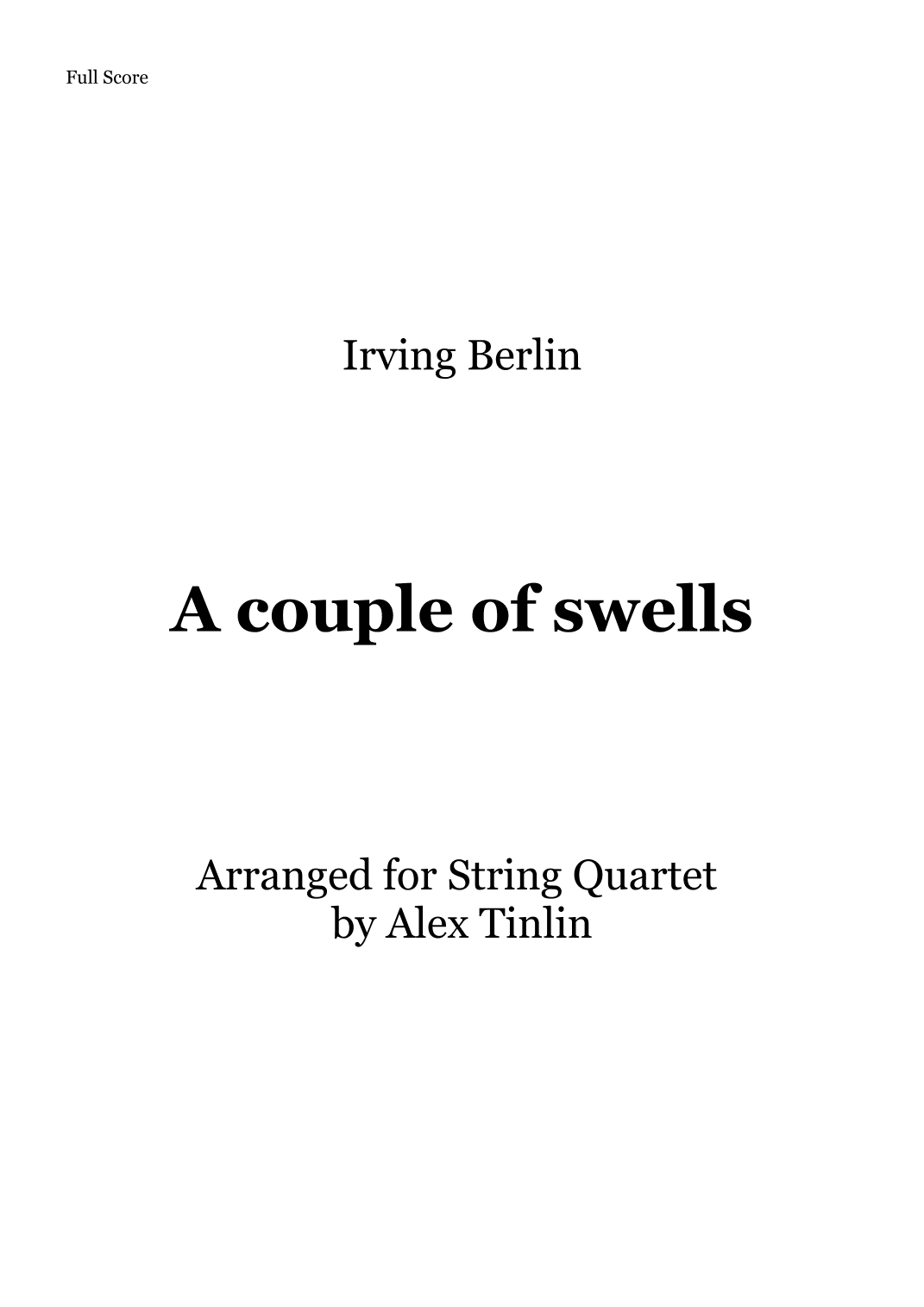A Couple Of Swells (arr. Alex Tinlin)