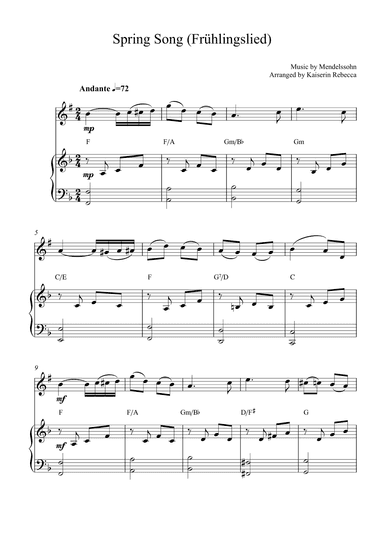 Spring Song (Frühlingslied, Op.62 no.6) (arr. Kaiserin Rebecca)