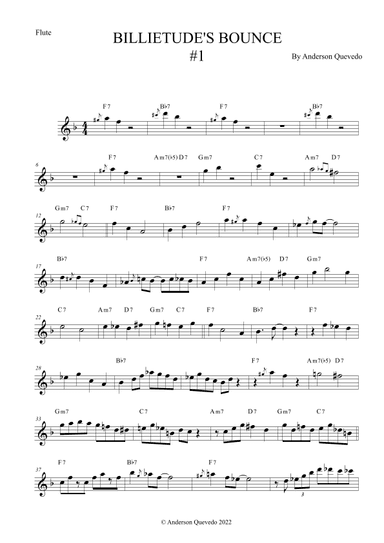 Billietude's Bounce #1 for Flute  - Easy Intermediate Blues/Jazz Original Etude