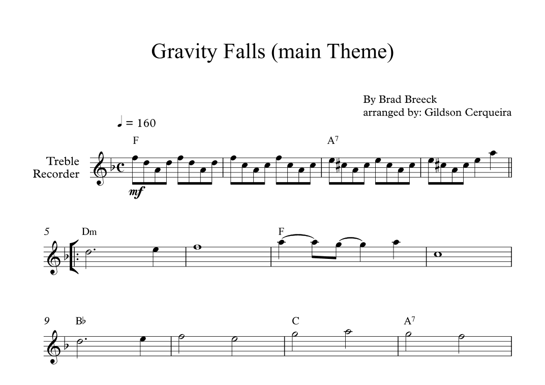 Gravity Falls (main Theme) (arr. Gildson Cerqueira)