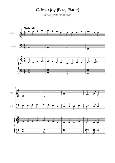 Ode To Joy - Easy Violin and Cello w/ piano accompaniment (arr. Ygor Nunes)