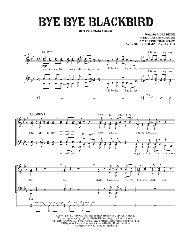 Bye Bye Blackbird (arr. David Wright)