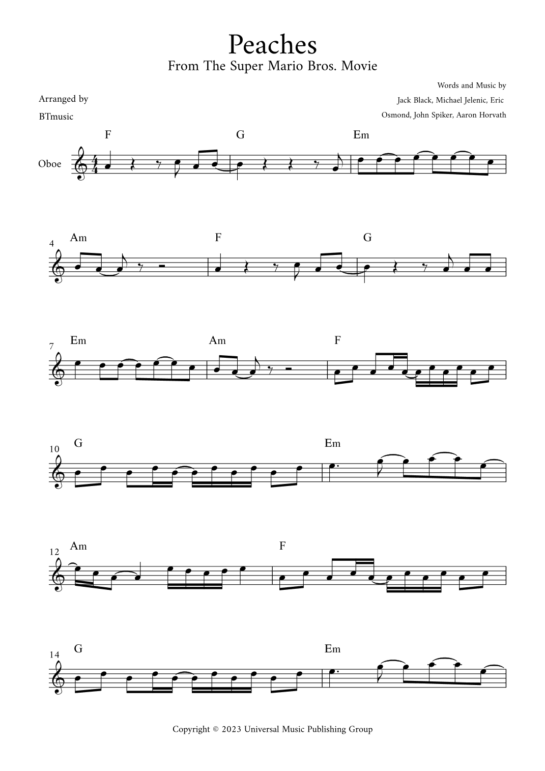 Peaches (arr. BTmusic)