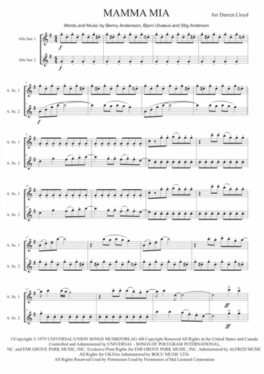Mamma Mia (arr. Pott Shrigley Press)
