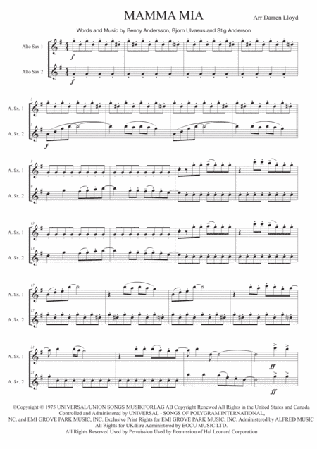 Mamma Mia (arr. Pott Shrigley Press)