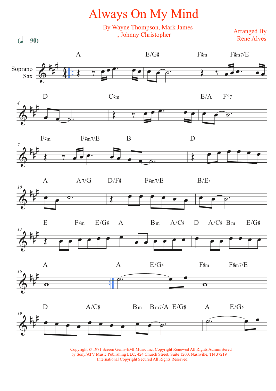 Always On My Mind (arr. Rene Alves)