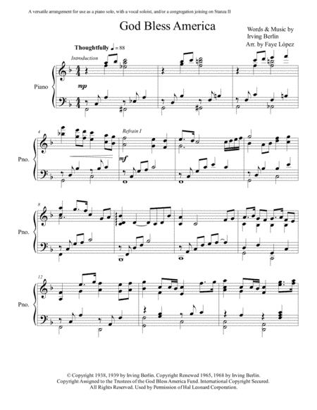God Bless America (arr. Faye Lopez)