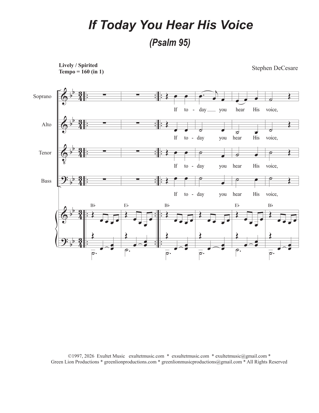 If Today You Hear His Voice (Psalm 95) (SATB)