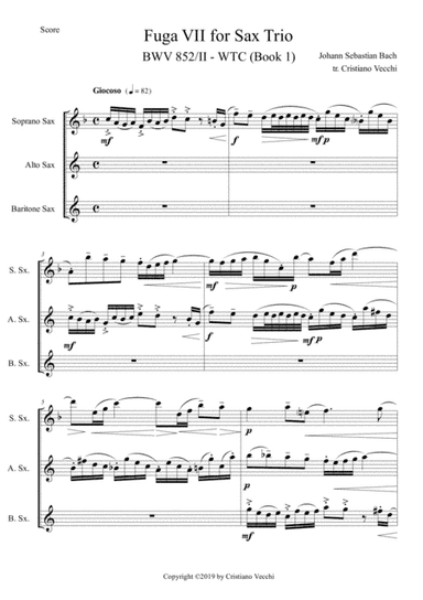 Fuga VII for Sax Trio (arr. Cristiano Vecchi)