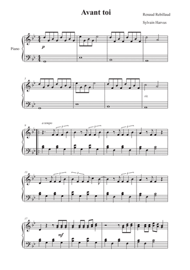Avant Toi (arr. Sylvain Harvus)