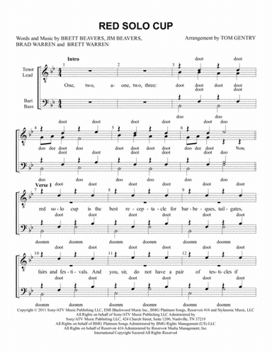 Red Solo Cup (arr. Tom Gentry)