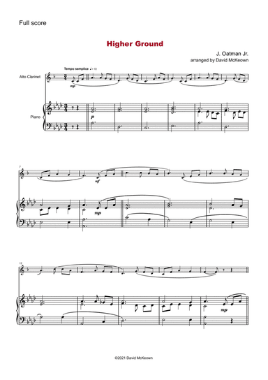 Higher Ground, Gospel Hymn for Alto Clarinet and Piano (arr. David McKeown)