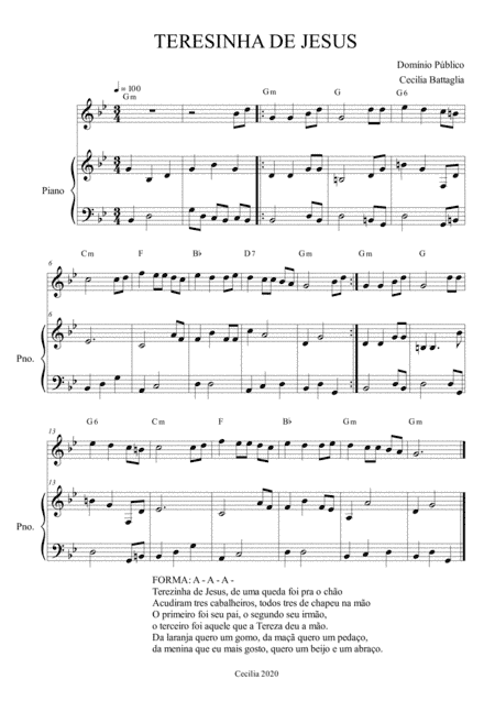Teresinha de Jesus - Brasilian folksong (arr. Cecilia Battaglia)